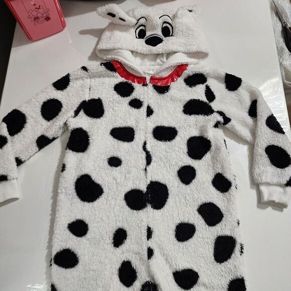 Disney Unisex Girls 101 Dalmatians Soft Plush Fur Footed Pajamas Onesie Size 5/6